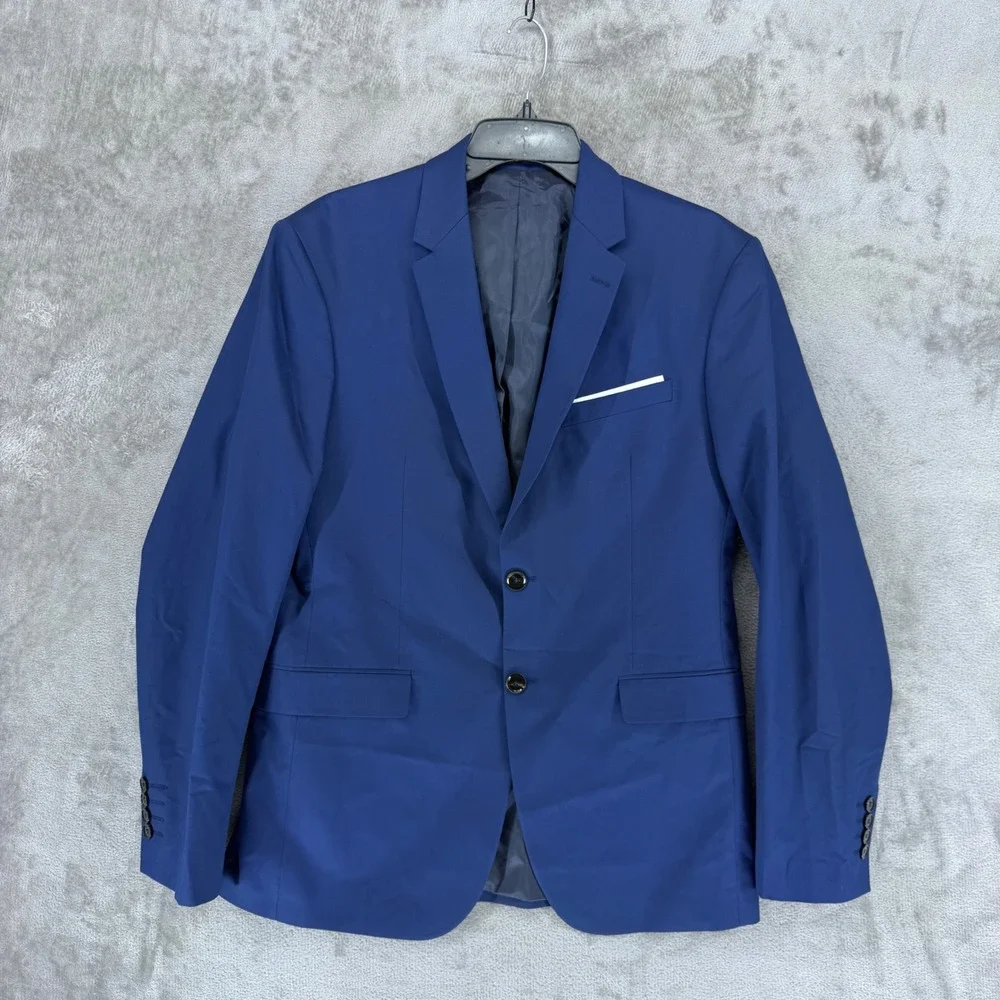 Zara Man Blue Cool Comfort Blazer Jacket USA 40 Slim Fit Two Button Formal